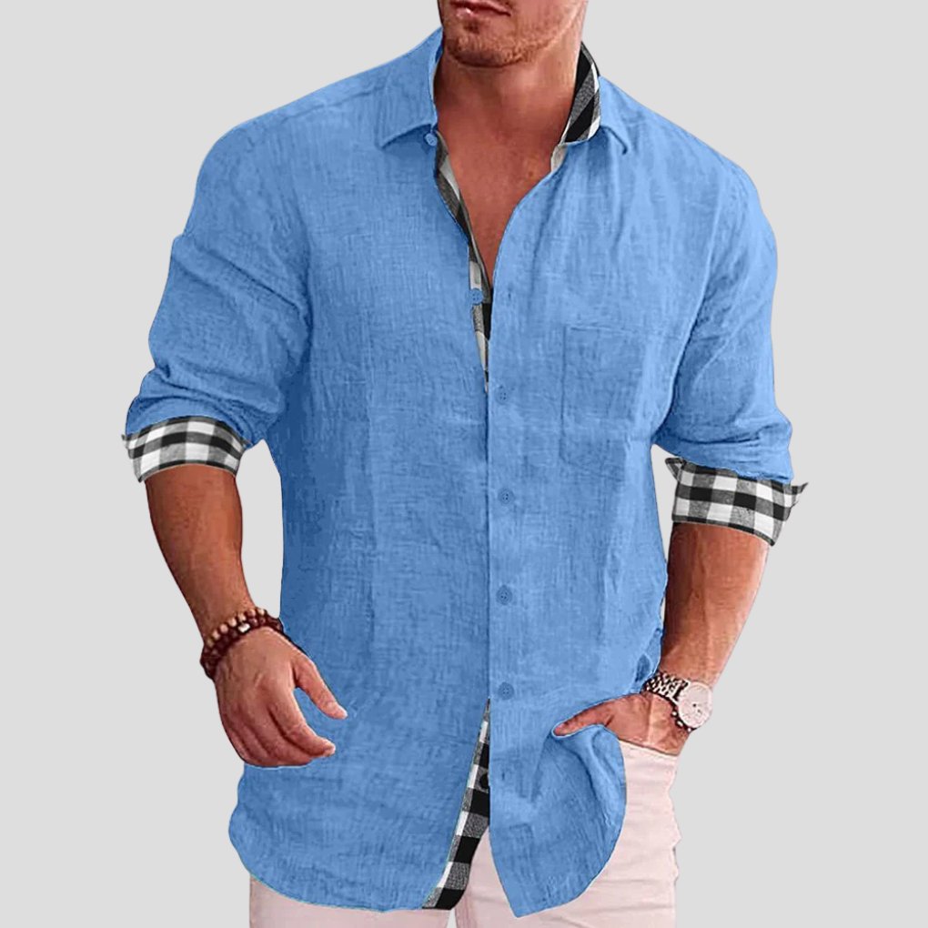 Men's Long-Sleeve Flannel Shirt - Blue