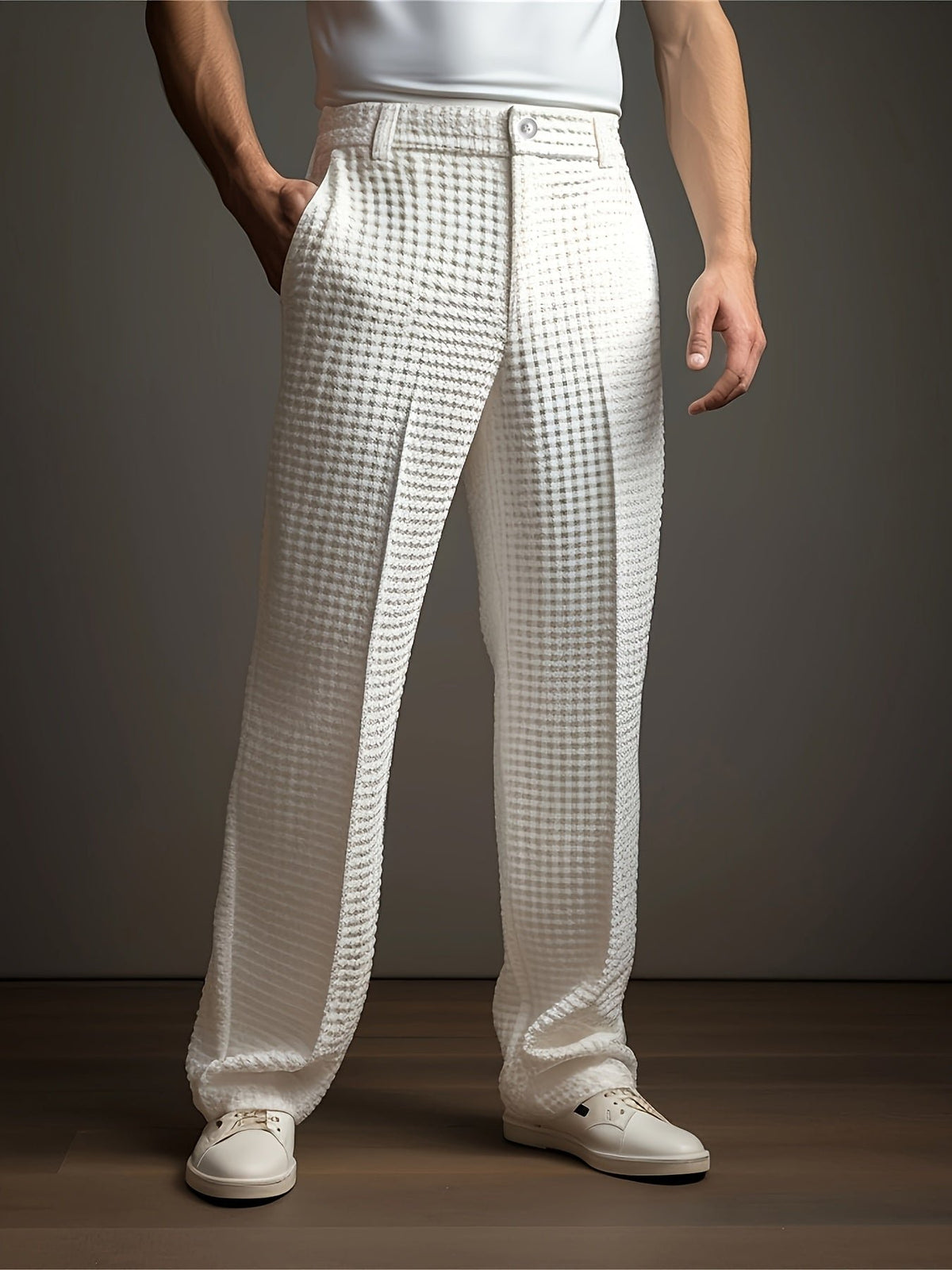 Men's Straight Leg Dress Trousers - White