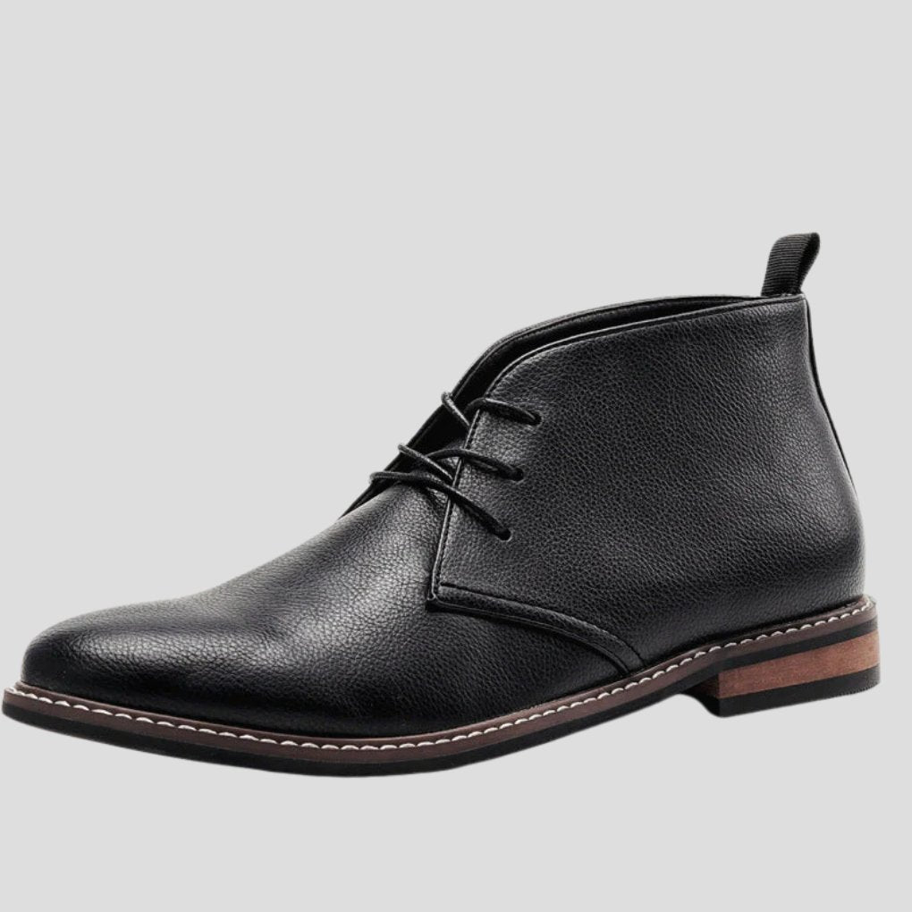 Men's Faux Leather Chukka Boots - Black