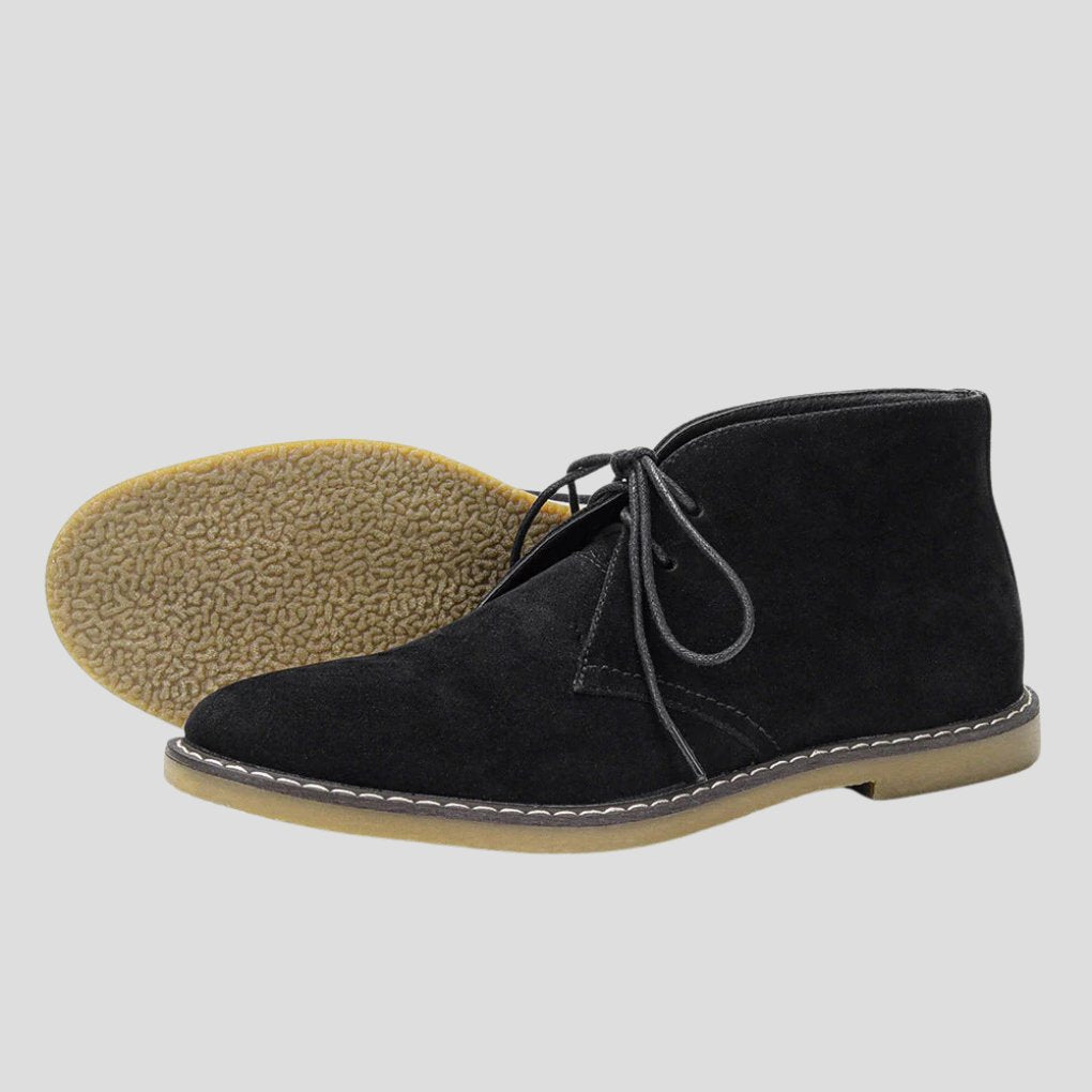 Men's Faux Leather Chukka Boots - Suede leather-Black