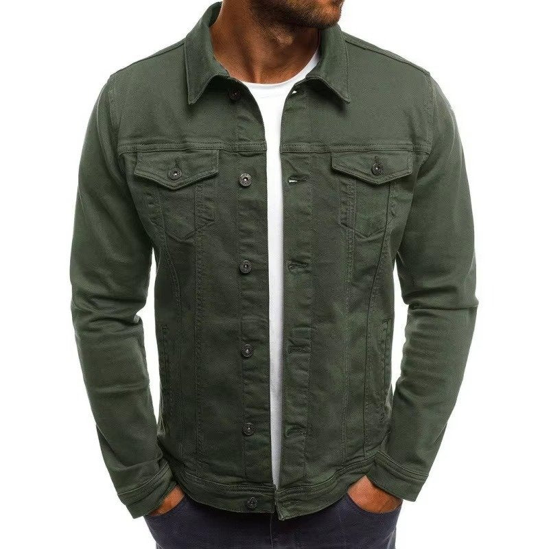 Men's Slim Fit Denim Trucker Jacket - Green
