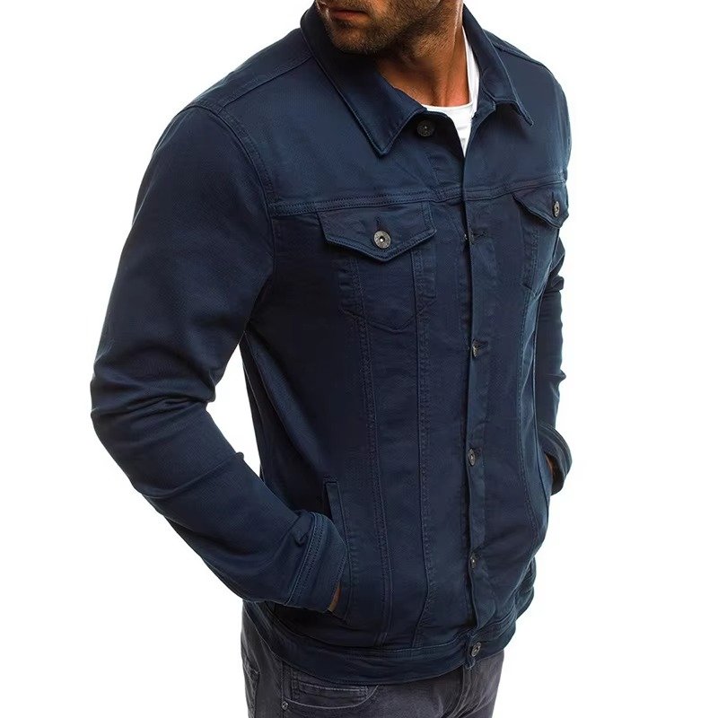 Men's Slim Fit Denim Trucker Jacket - Navy Blue