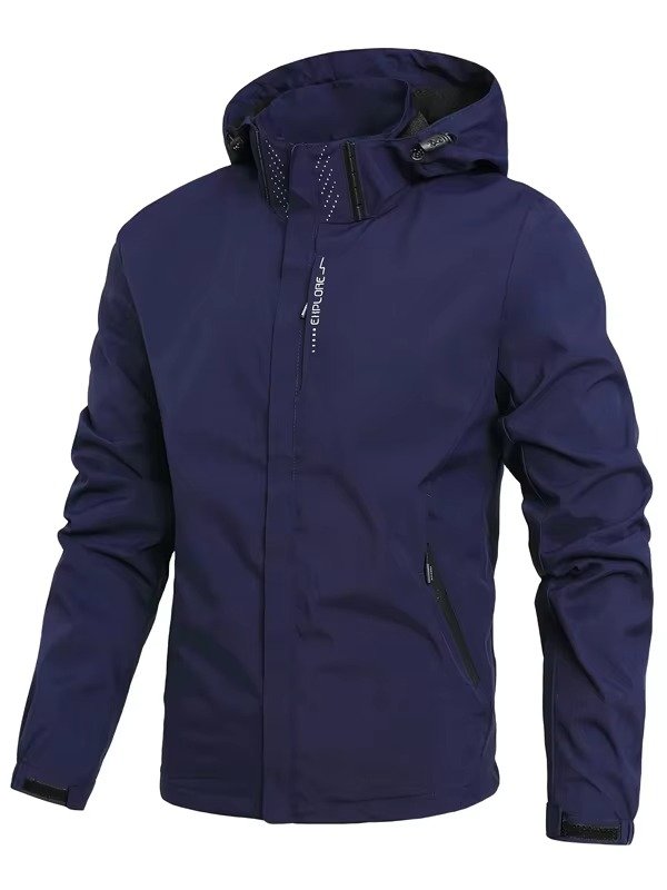 Men's Hooded Windbreaker Jacket - Blue
