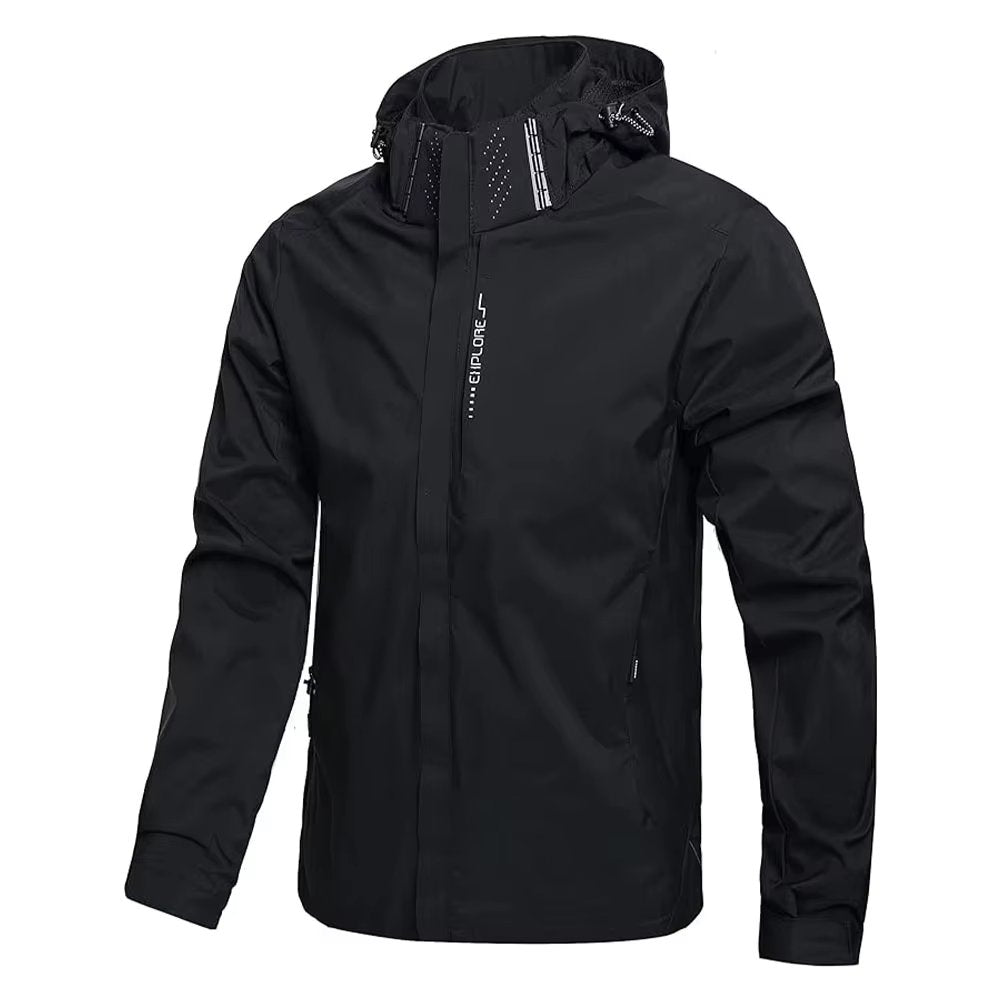 Men's Hooded Windbreaker Jacket - Black