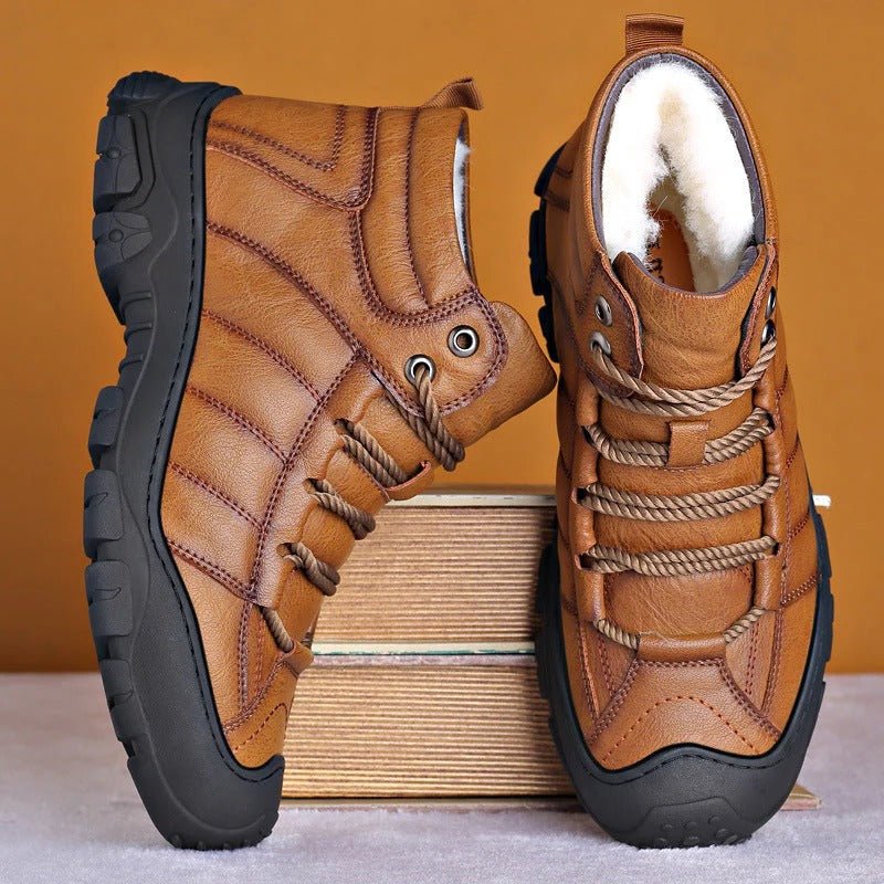 Men's Fur-Lined Leather Hiking Boots