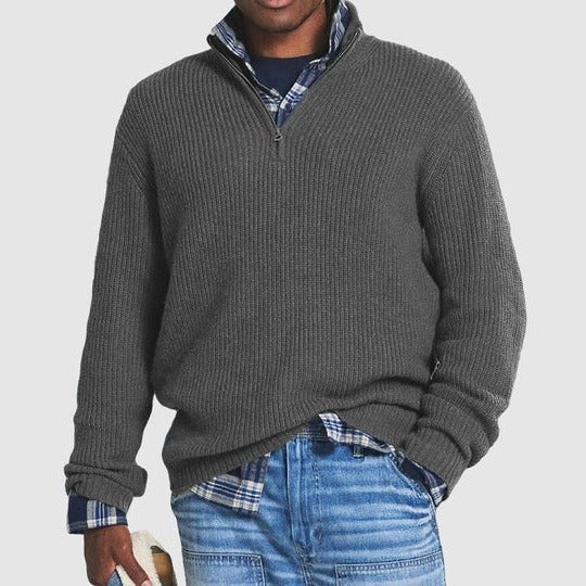 Men's Knit Quarter-Zip Jumper - Gray
