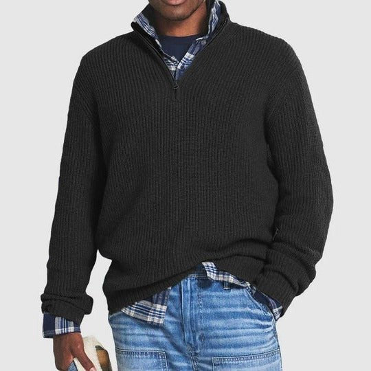 Men's Knit Quarter-Zip Jumper - Black