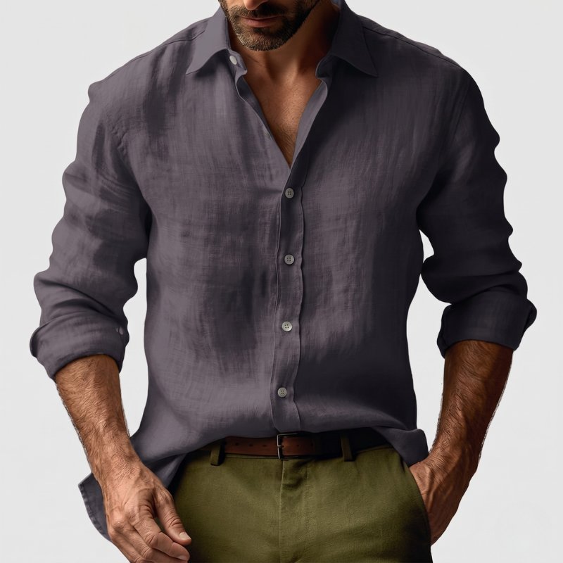 Men's Long-Sleeve Shirt - Coffee