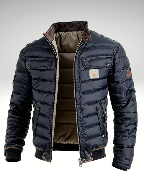 Men's Nylon Puffer Jacket - Navy Blue