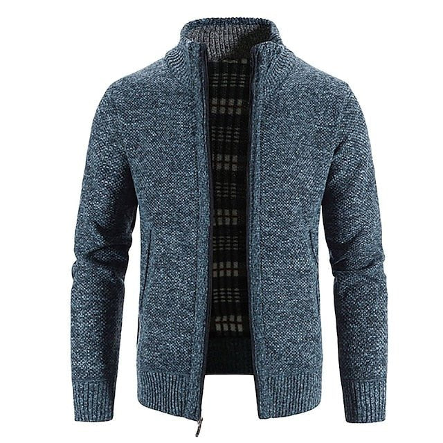 Men's Wool Zip Cardigan - Blue