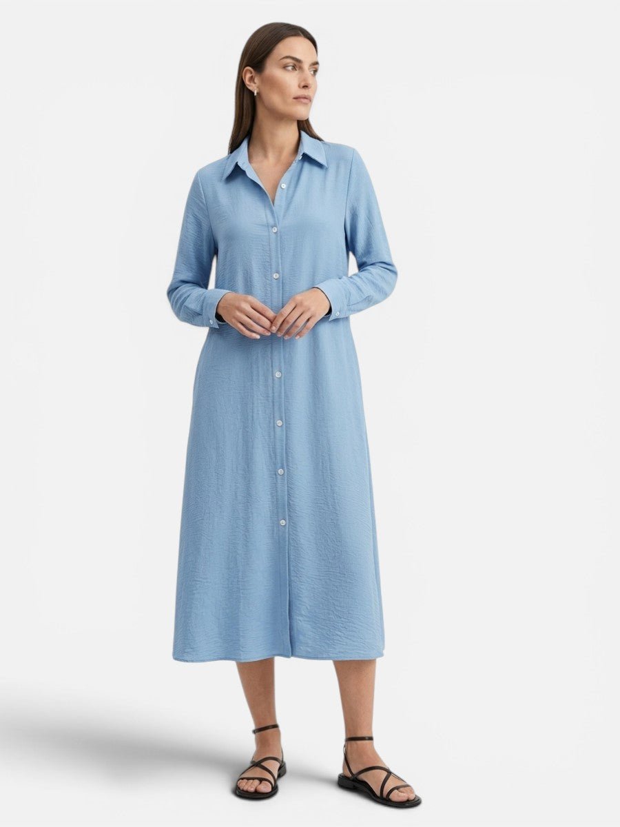 Women's Long Sleeve Midi Shirt Dress