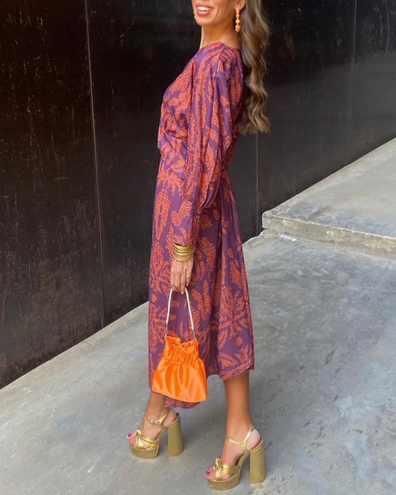 Women's Paisley Satin Midi Dress