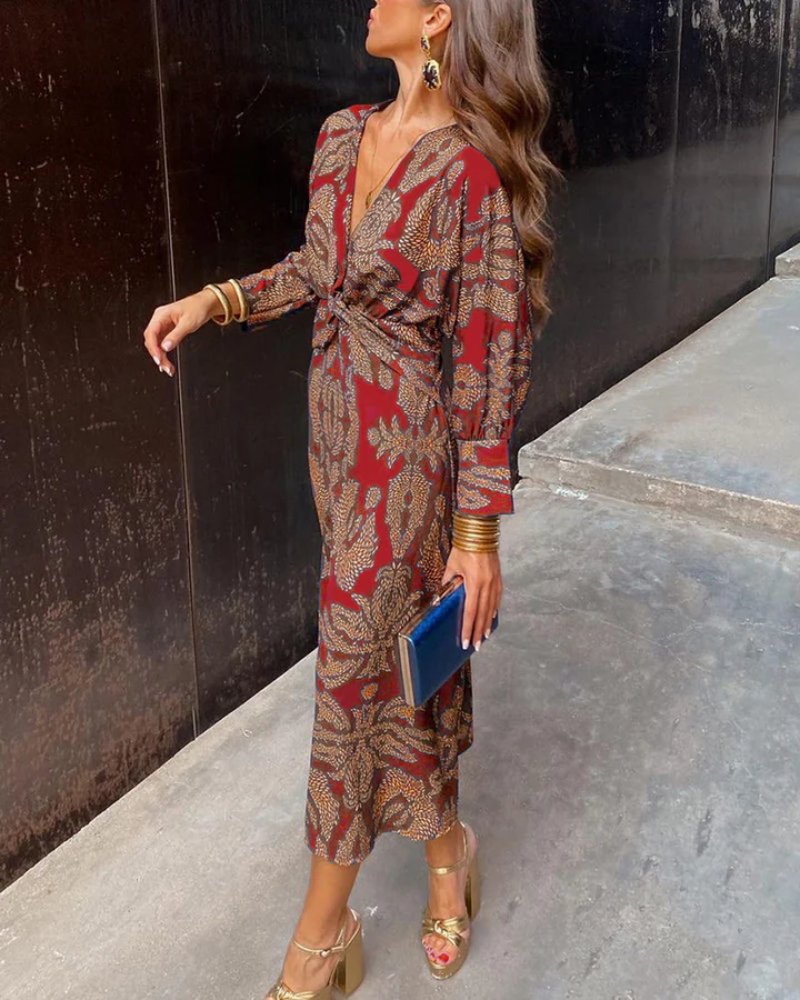Women's Paisley Satin Midi Dress