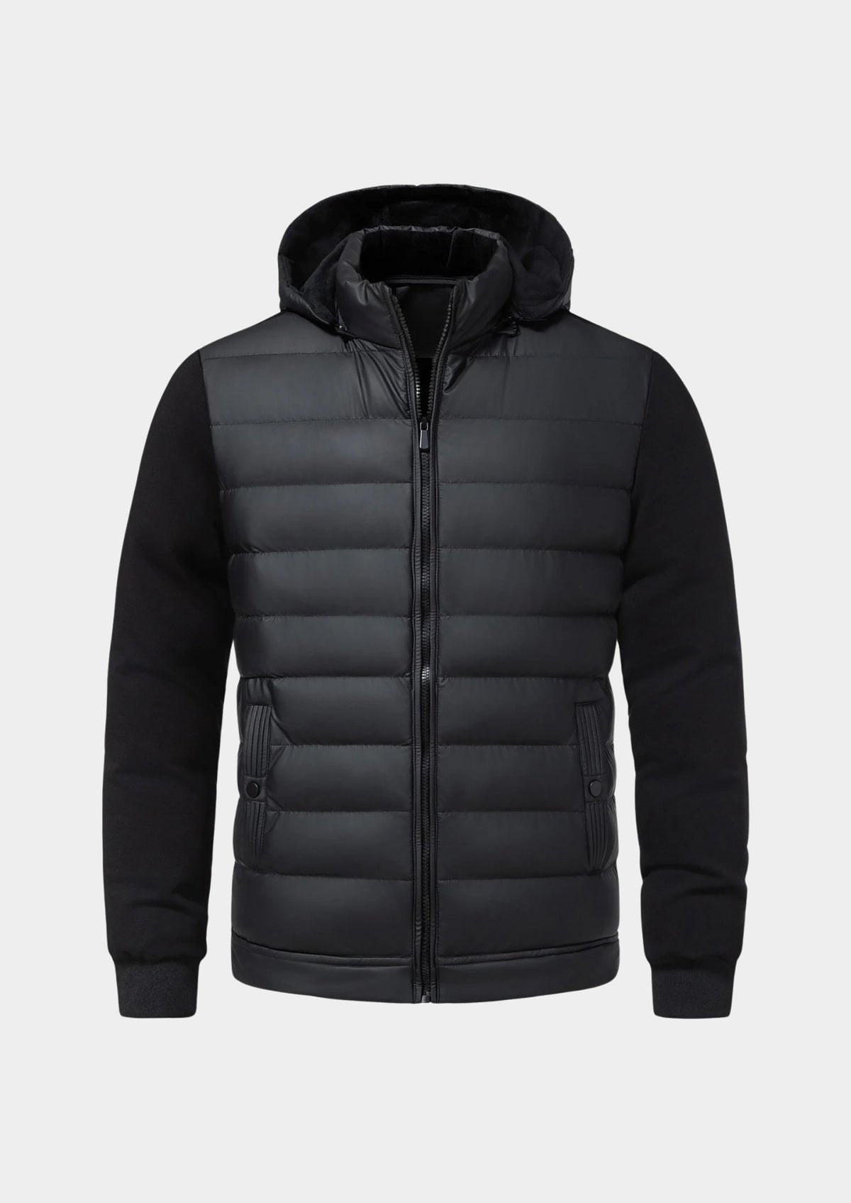 Men's Hooded Puffer Jacket - Black