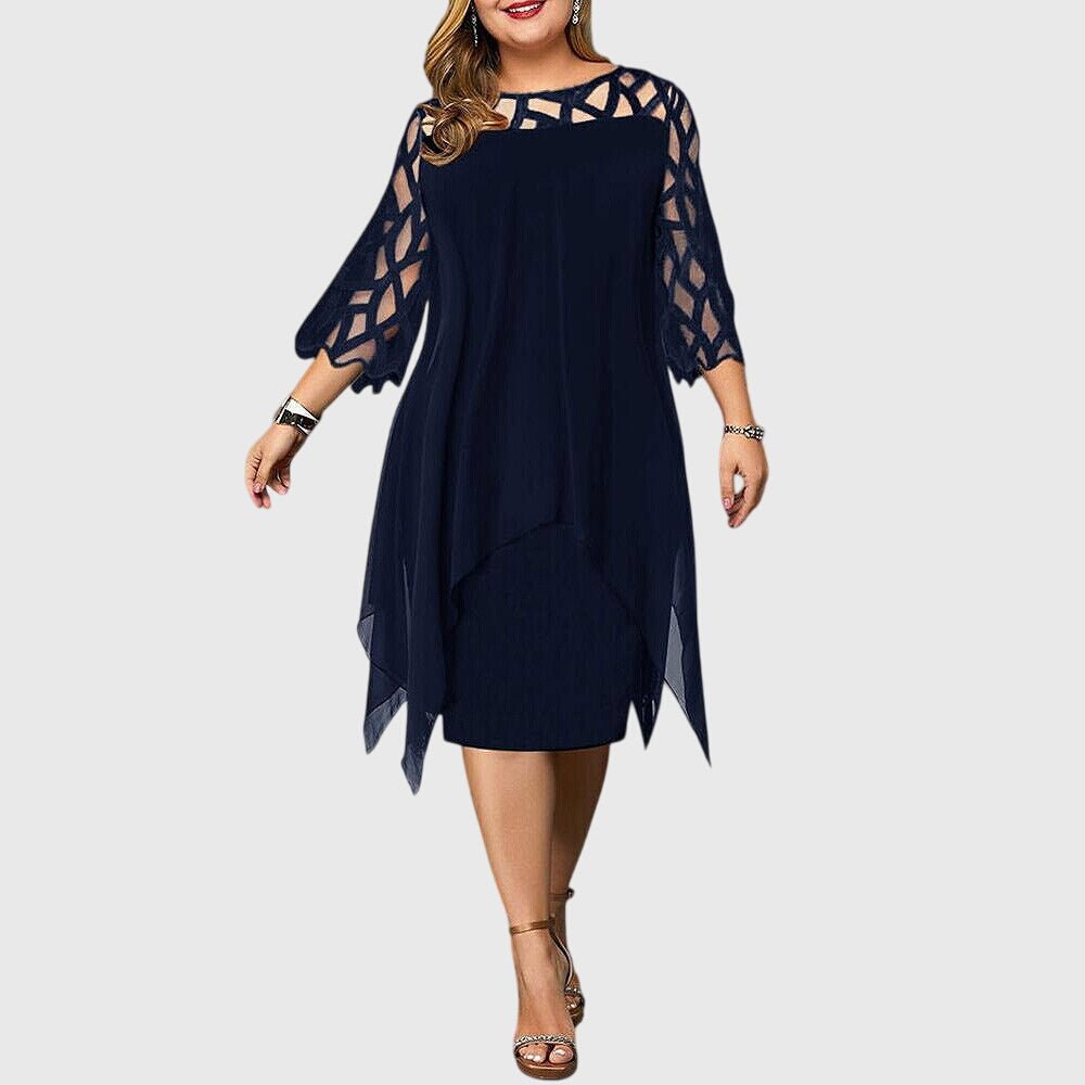 Women's Chiffon Cocktail Dress - Deep Blue