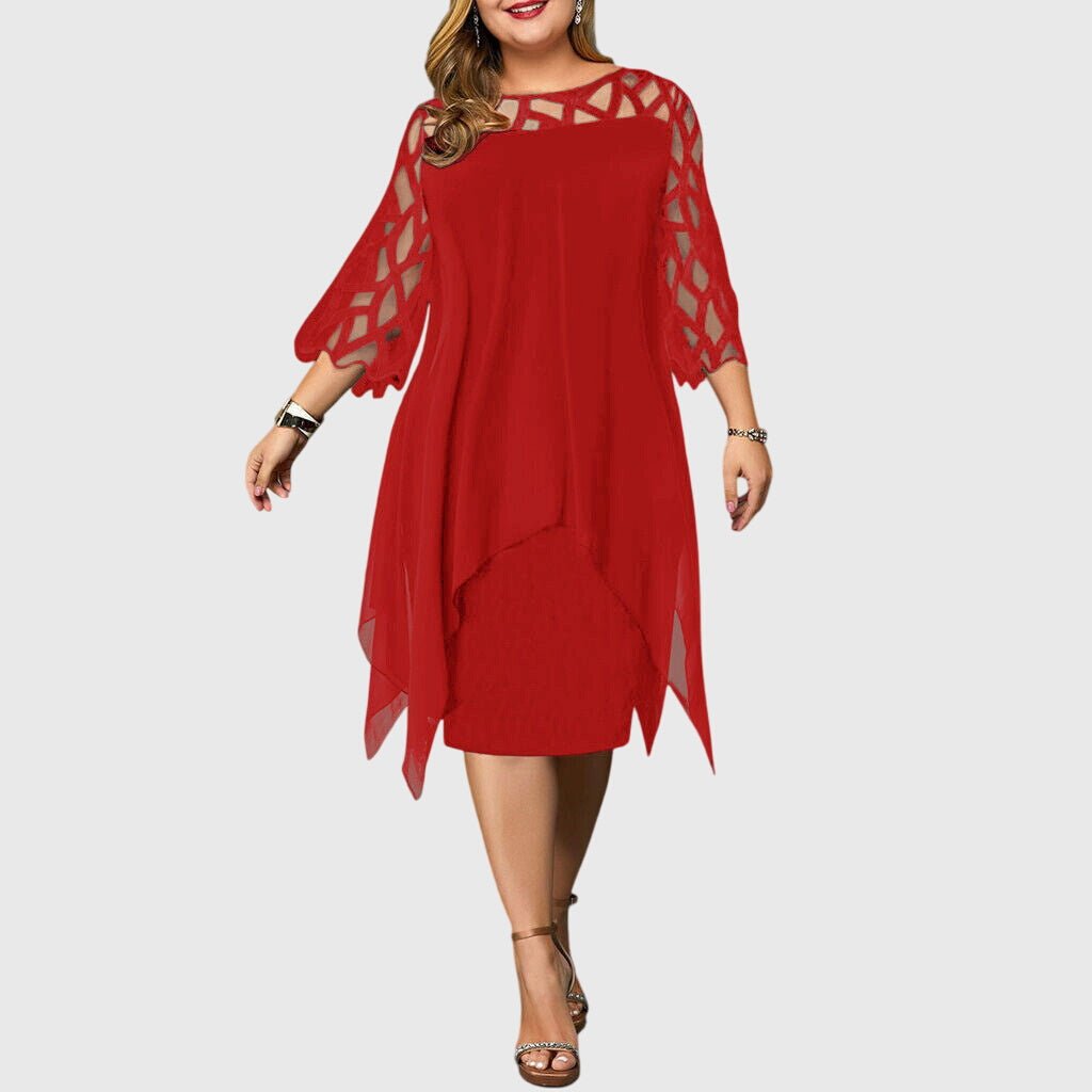 Women's Chiffon Cocktail Dress - Red