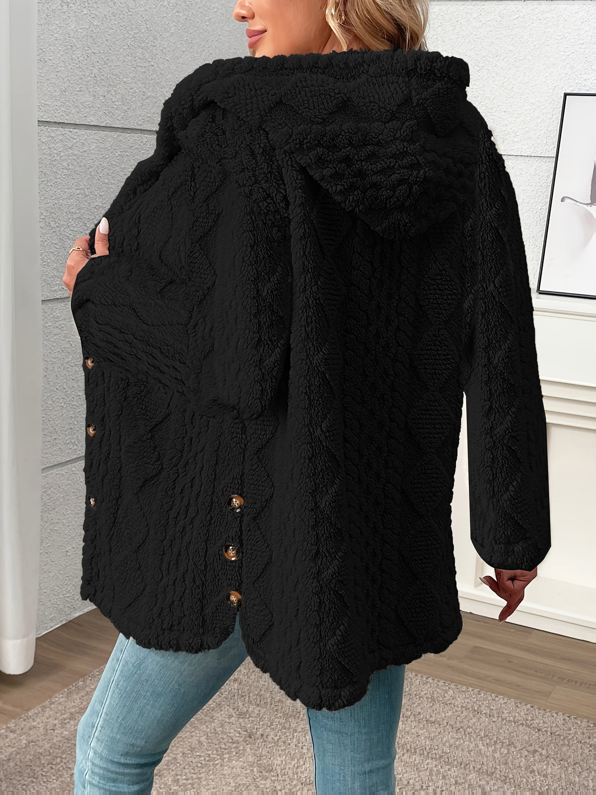 Women's Textured Hooded Cardigan