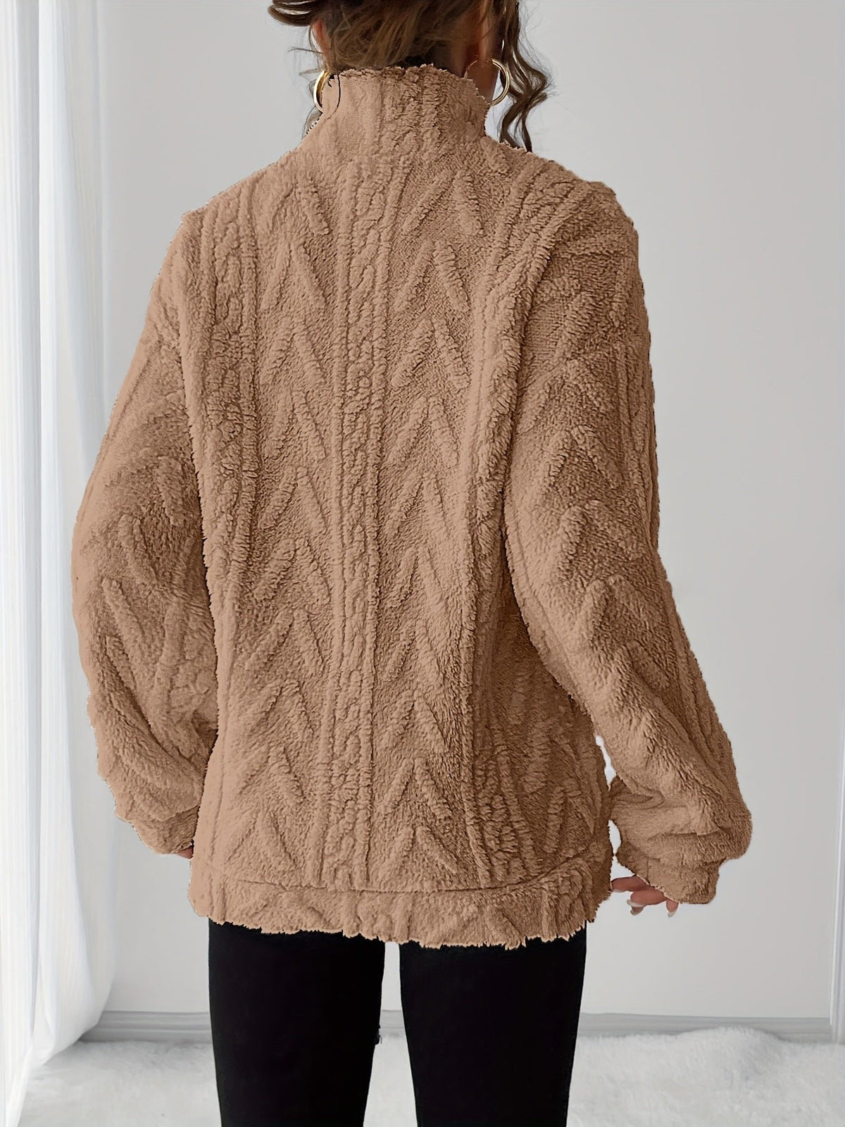 Women's Oversized Quarter-Zip Fleece Jumper