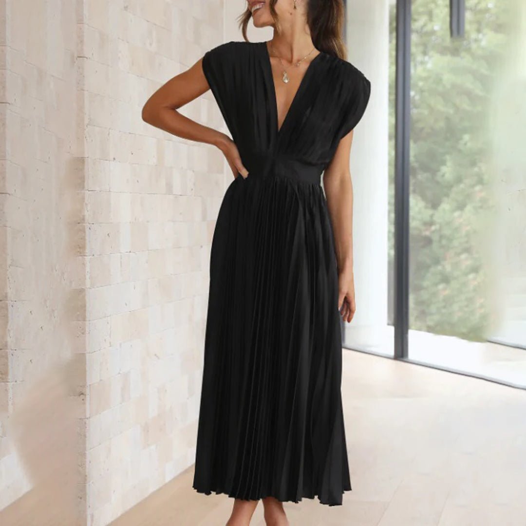 Women's Pleated Satin Wrap Dress