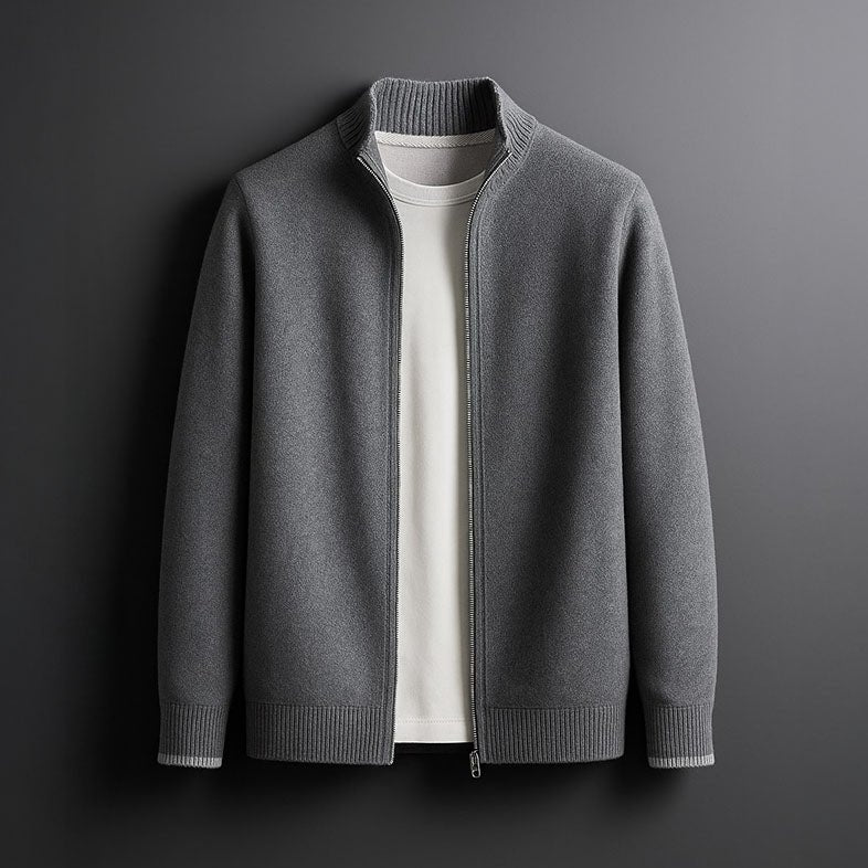 Men's Wool Zip Cardigan - Gray