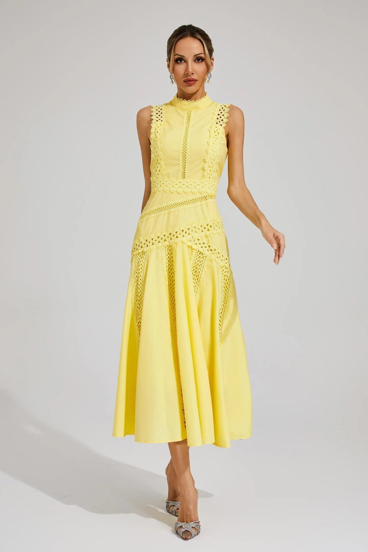Women's Midi Party Dress - Yellow