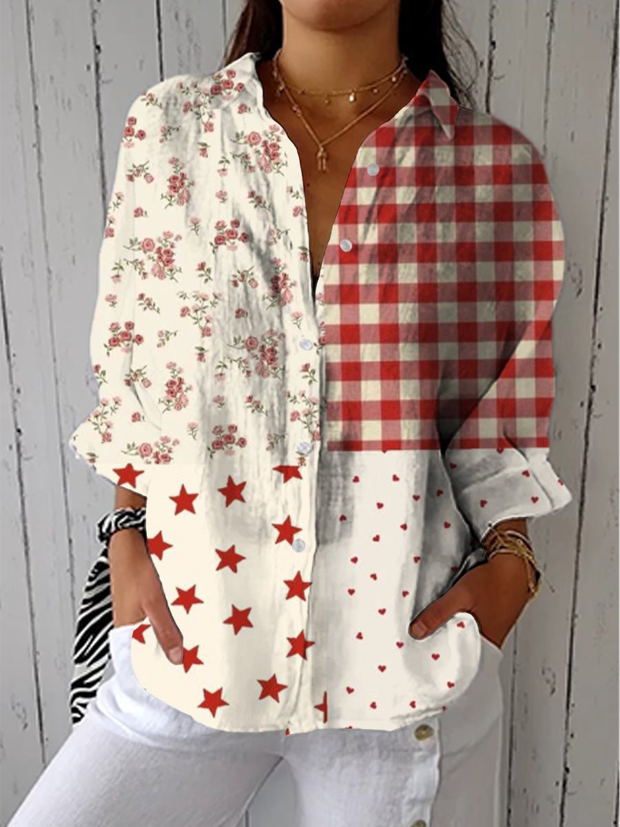 Women's Long Sleeve Oversized Shirt - Multicolour