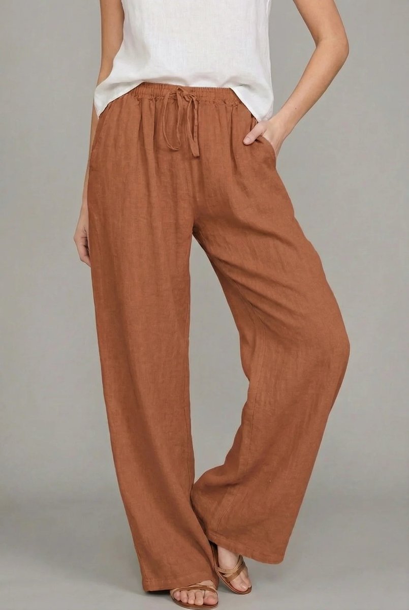 Women's Wide-Leg Trousers - Orange