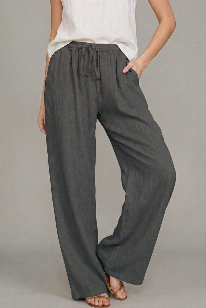 Women's Wide-Leg Trousers - Dark Gray