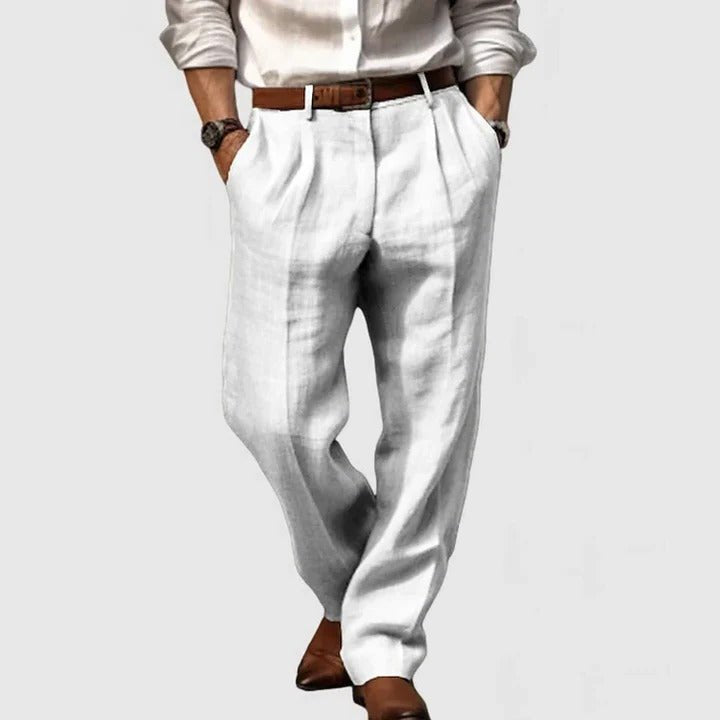 Men's Pleated Trousers - White