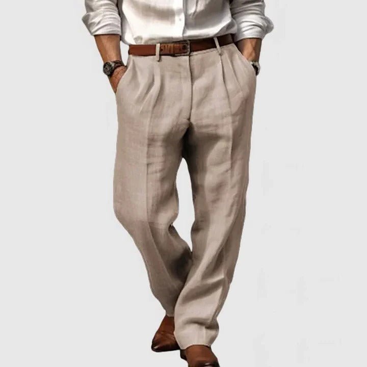 Men's Pleated Trousers - Khaki