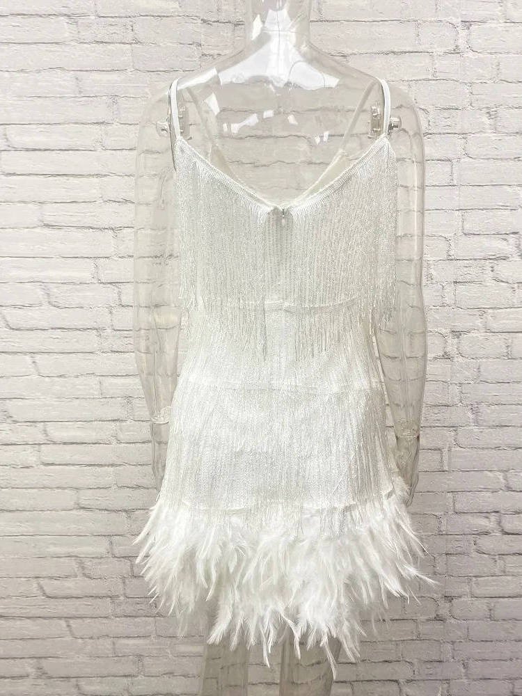Women's Beaded Fringe Mini Party Dress