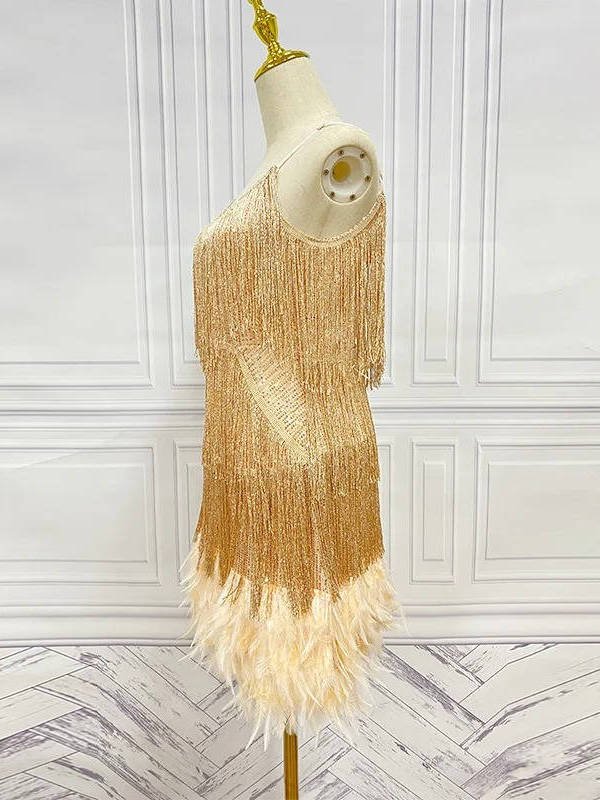 Women's Beaded Fringe Mini Party Dress
