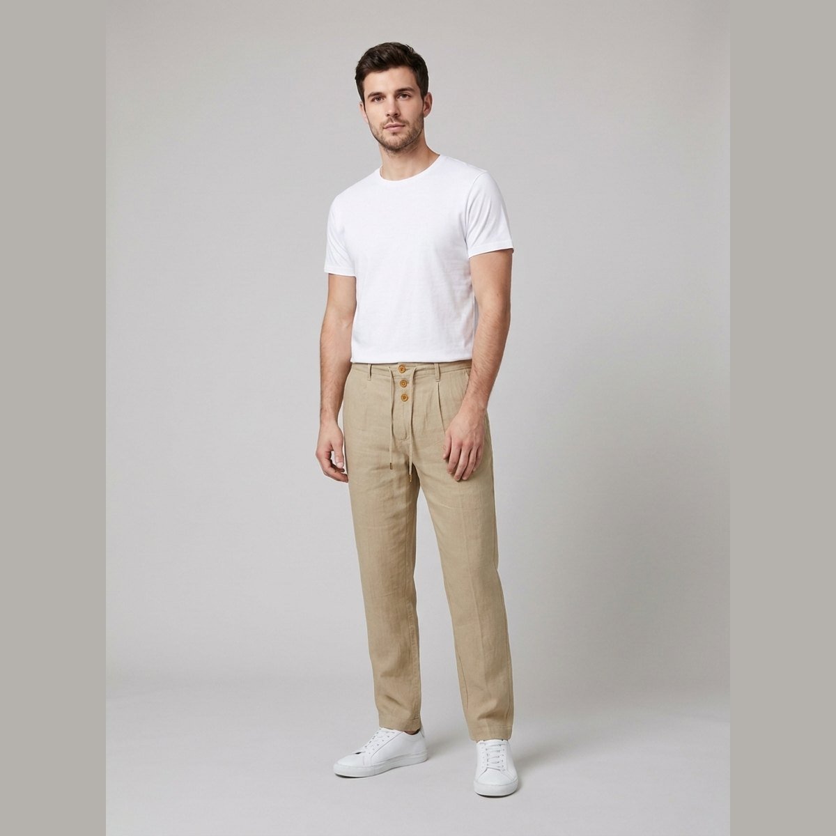 Men's Drawstring Trousers - Khaki