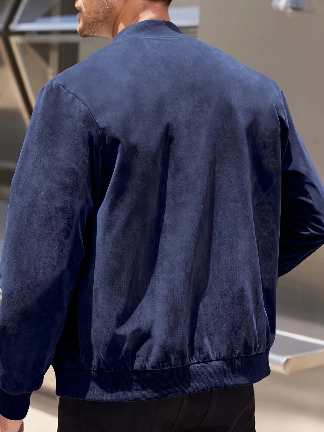 Men's Faux Suede Bomber Jacket