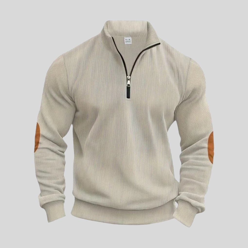 Men's Quarter-Zip Jumper - Beige
