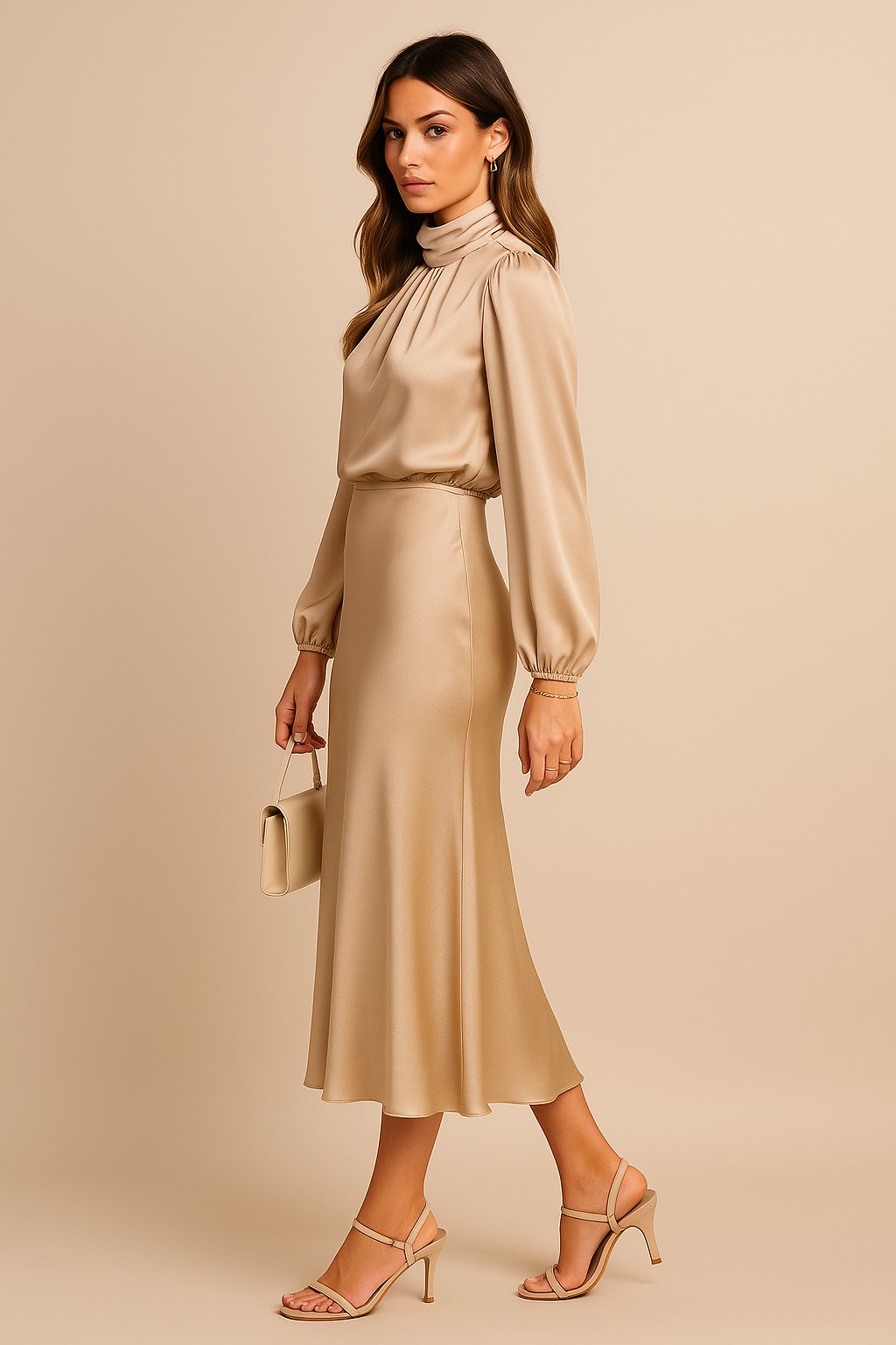 Women's Cocktail Satin Midi Dress