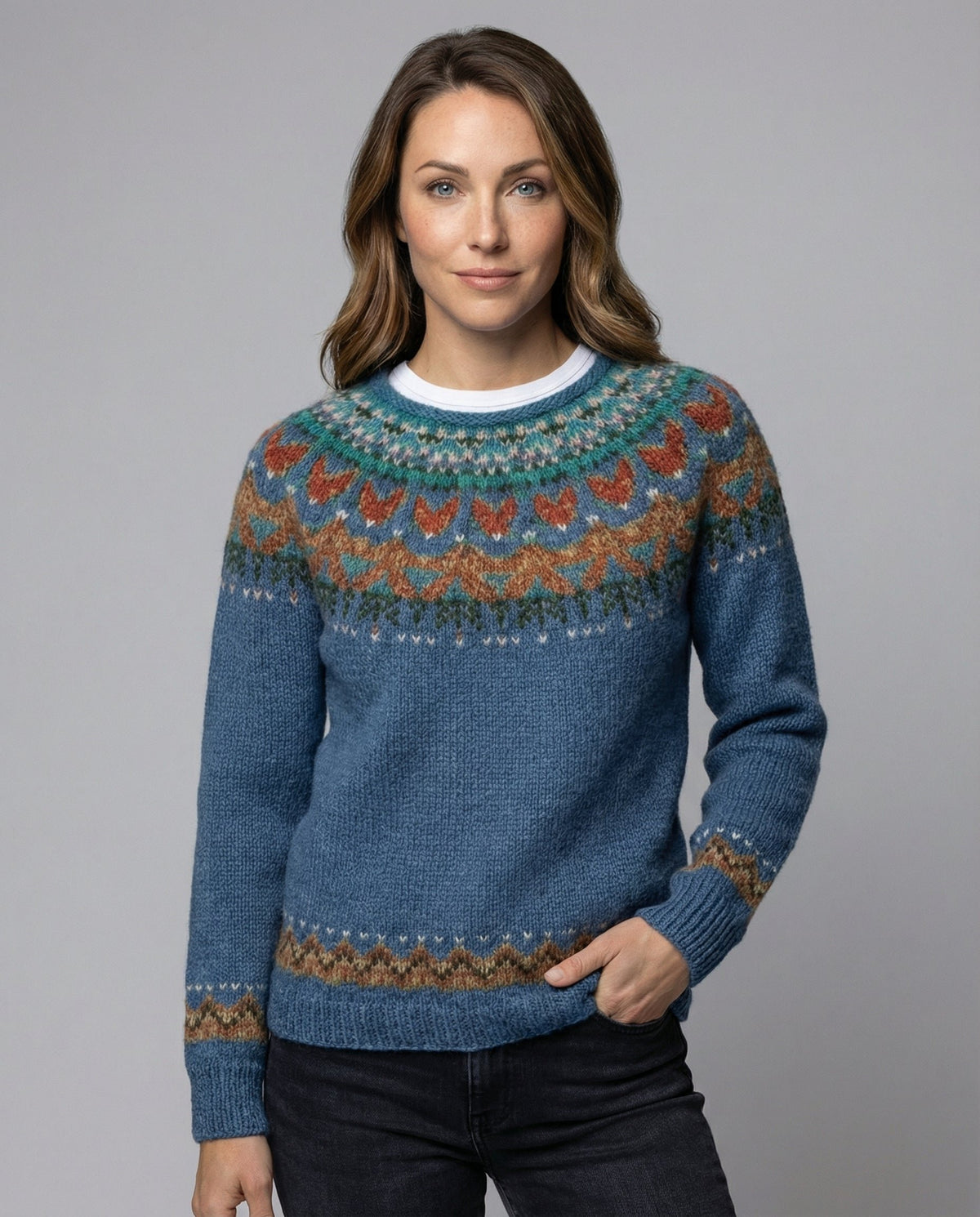 Women's Fair Isle Crewneck Jumper - Blue