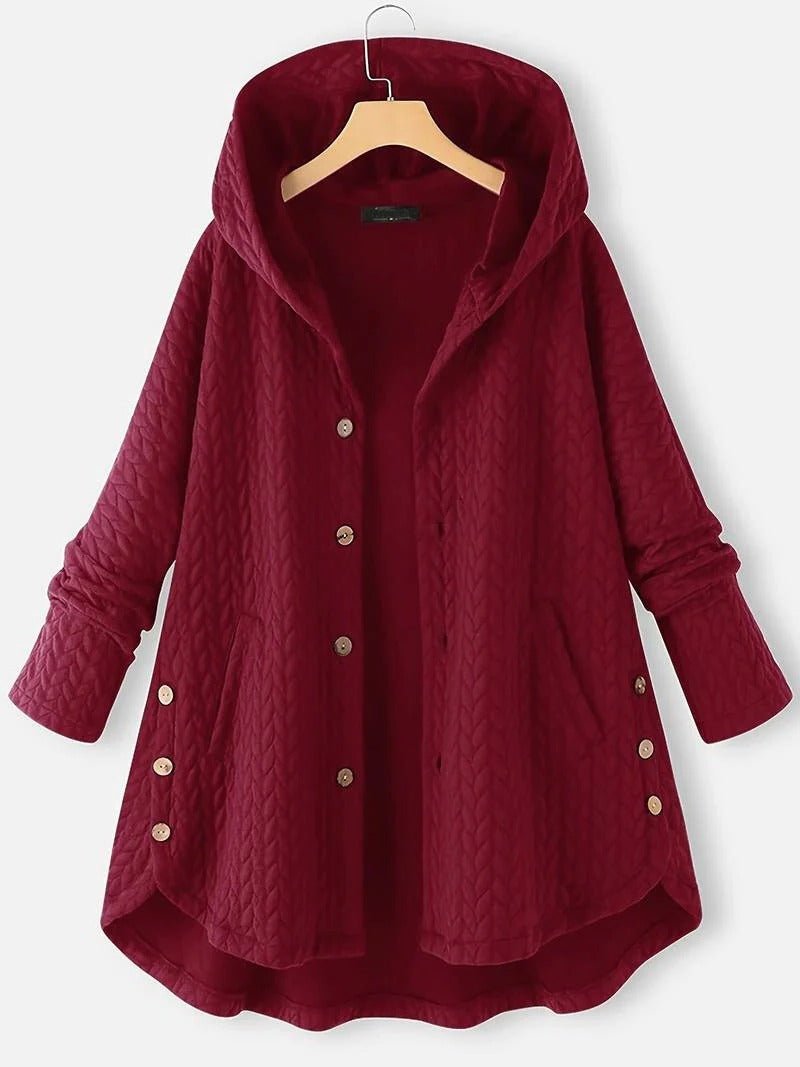 Women's Oversized Swing Winter Coat - Wine Red