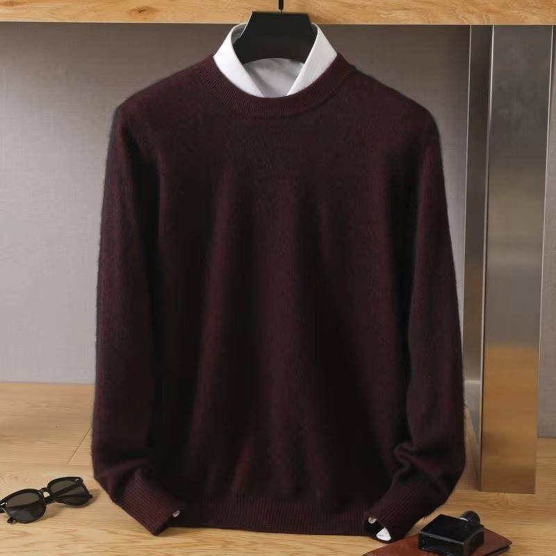 Men's Wool Crew Neck Jumper - Sand Red