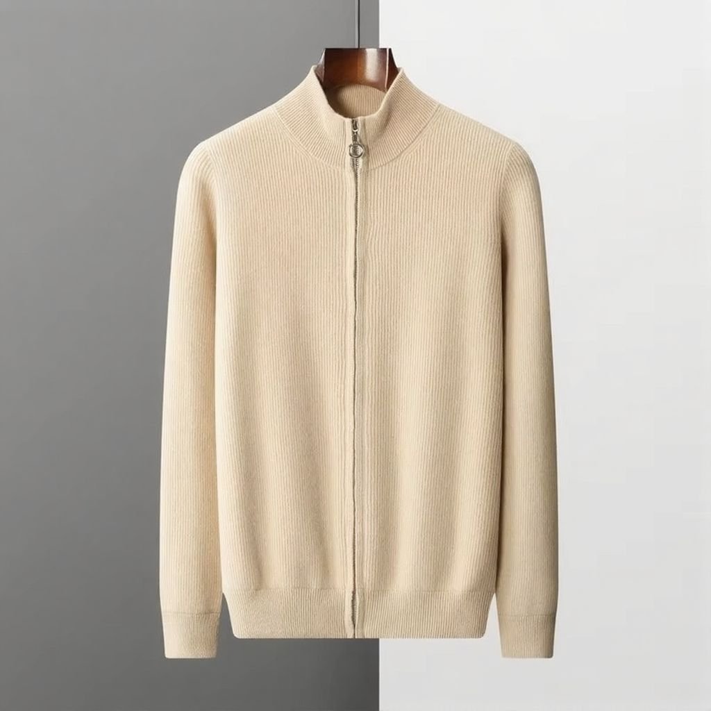 Men's Wool Zip-Up Cardigan
