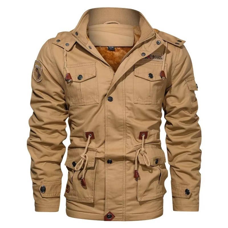 Men's Fleece-Lined Cargo Jacket - Khaki