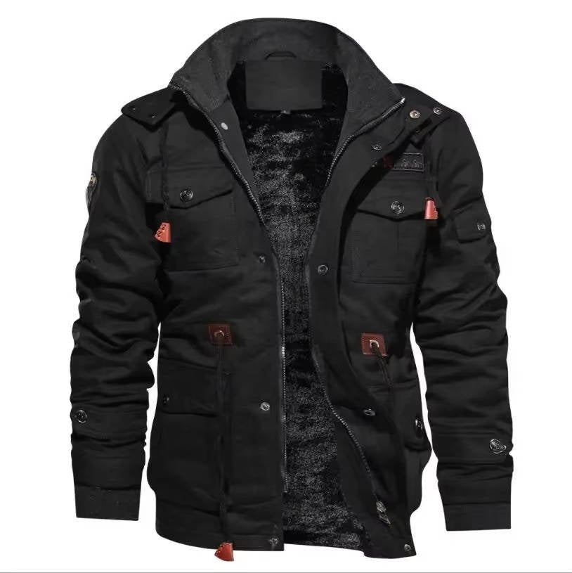 Men's Fleece-Lined Cargo Jacket - Black