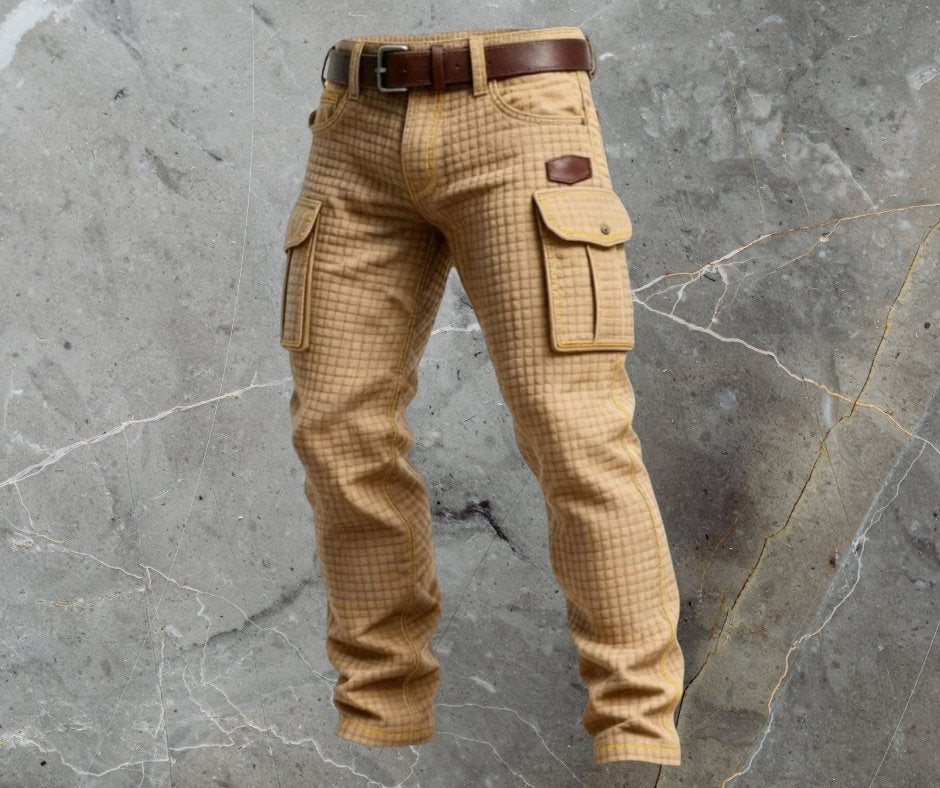 Men's Tapered Cargo Trousers - Beige