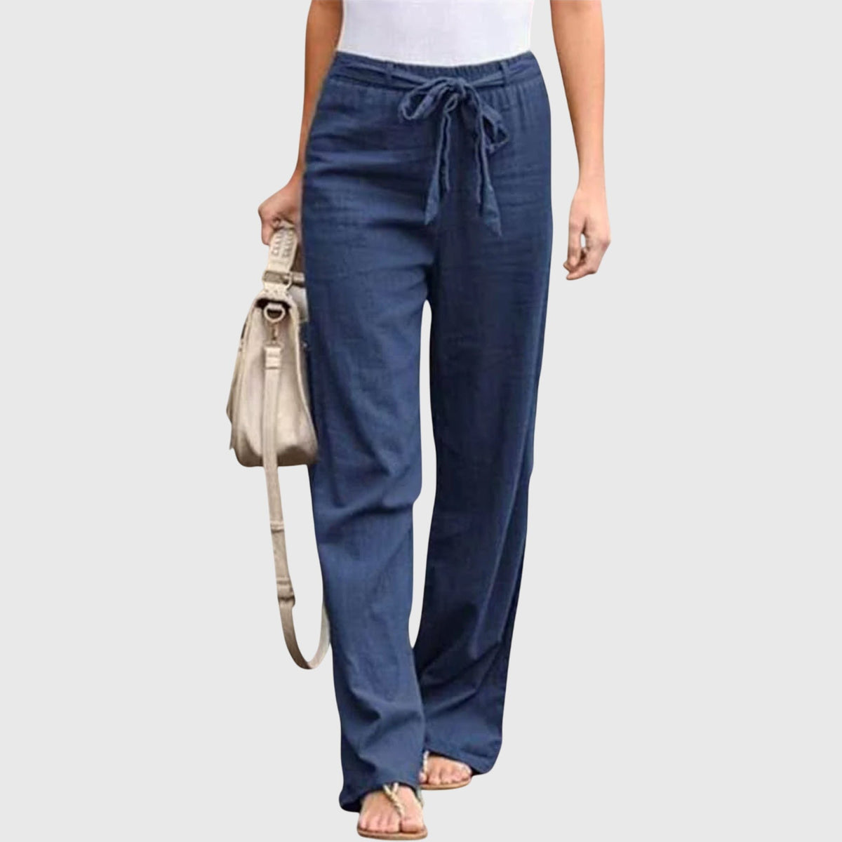 Women's Wide-Leg Trousers - Dark Blue