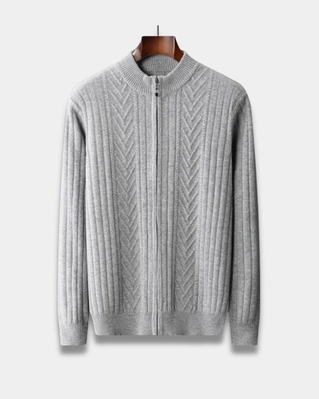 Men's Wool Zip Cardigan - Gray