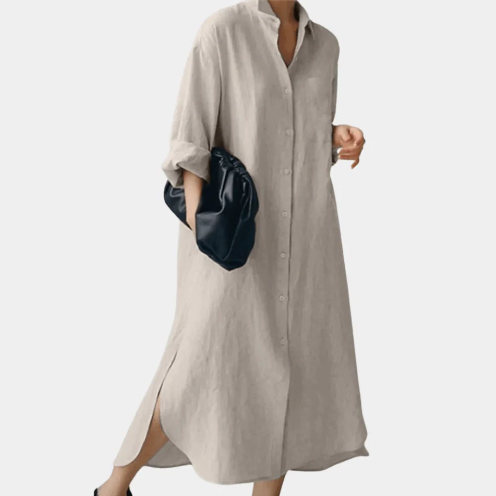 Women's Black Oversized Maxi Shirt Dress - Gray