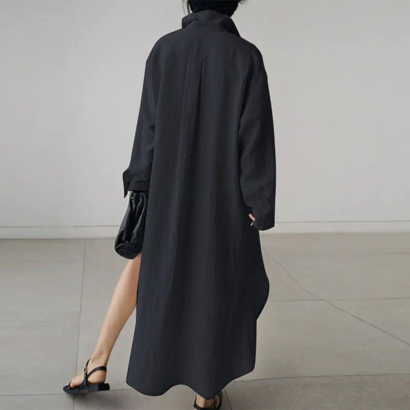 Women's Black Oversized Maxi Shirt Dress