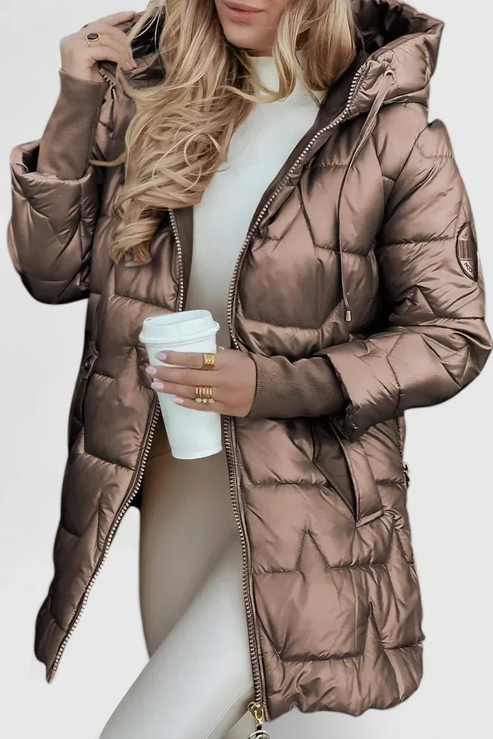 Women's Oversized Puffer Coat - Dark Brown