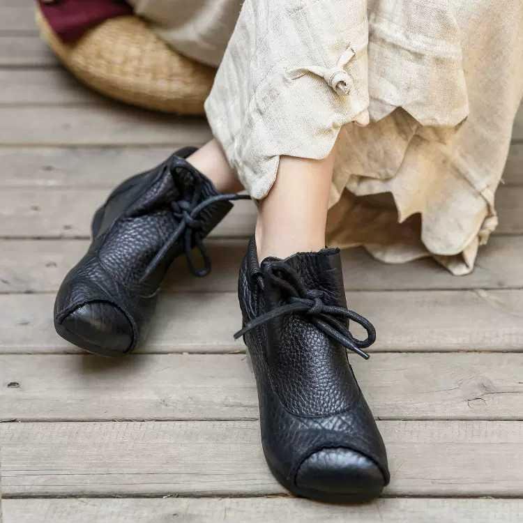 Women's Leather Lace-Up Ankle Boots