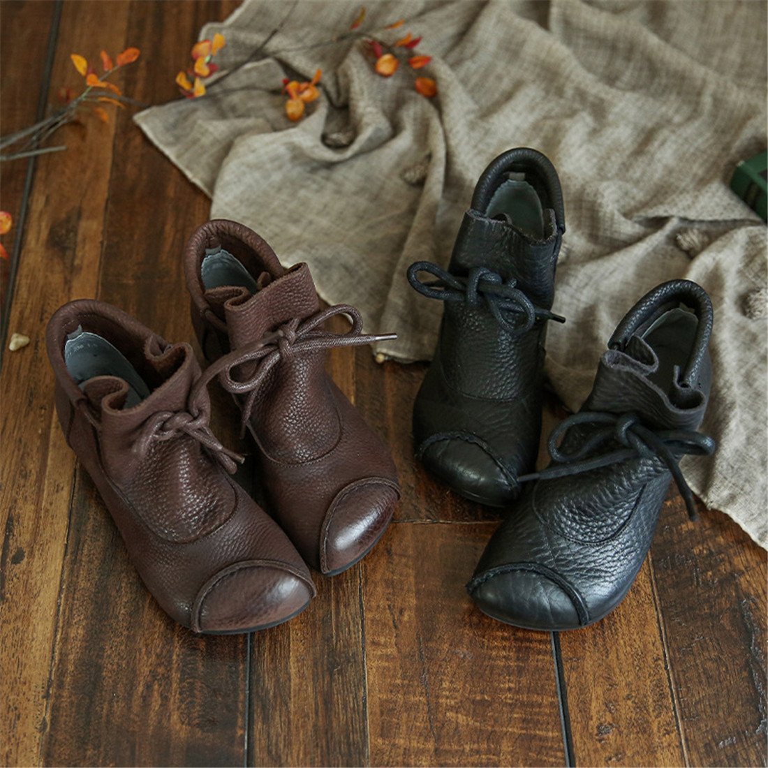 Women's Leather Lace-Up Ankle Boots